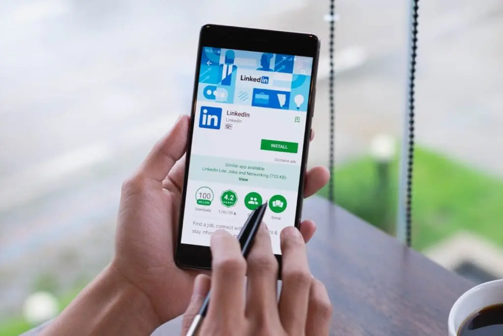 phone with LinkedIn app on screen