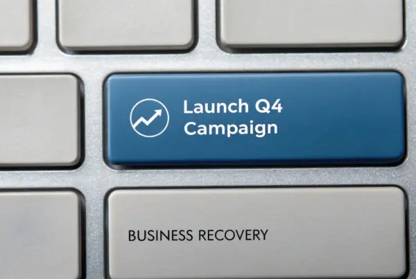 Launch Q4 campaign button on keyboard symbolizes business recovery strategy. Business Recovery