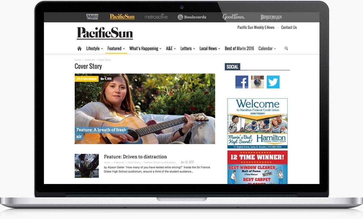 Pacific Sun Newspaper - Responsive website by Alaniz Marketing