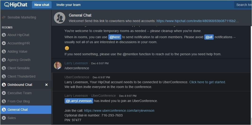 Hipchat group and private chat