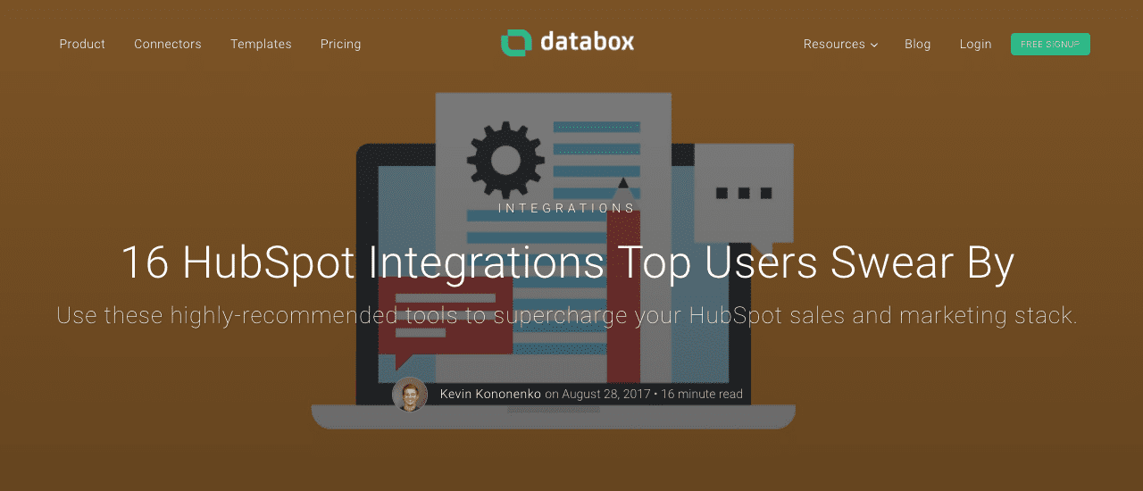 Alaniz Featured on Databox - 16 HubSpot Integrations Top Users Swear By