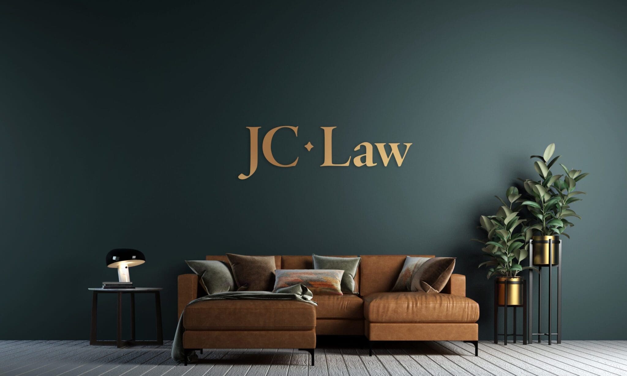 jc law logo on green wall