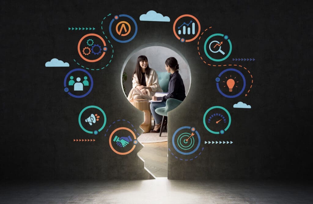 business meeting inside keyhole revenue growth